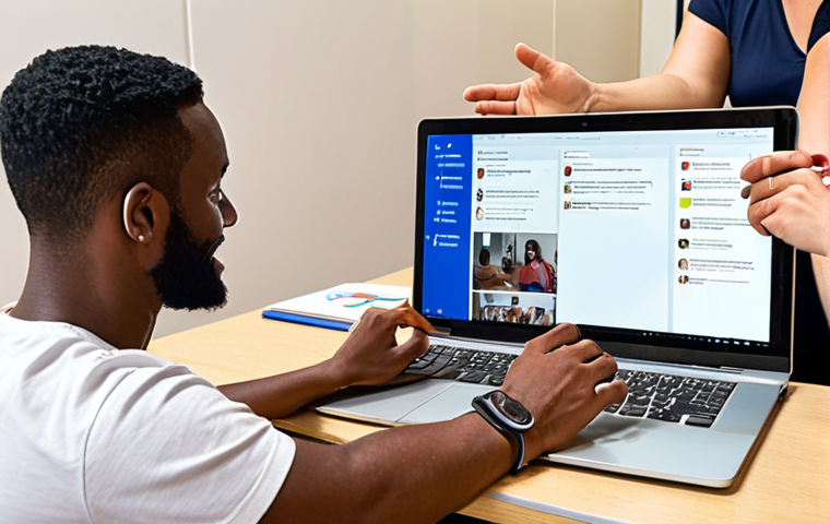 **
A diverse group of professionals engaged in a modular training session. Some are participating in a hands-on workshop, while others are collaborating online via laptops and tablets. A friendly coach is guiding a participant, offering constructive feedback and encouragement. The setting is a modern, bright co-working space, reflecting flexibility and adaptability. The overall mood is positive and empowering, highlighting personalized learning paths and skill development.
**