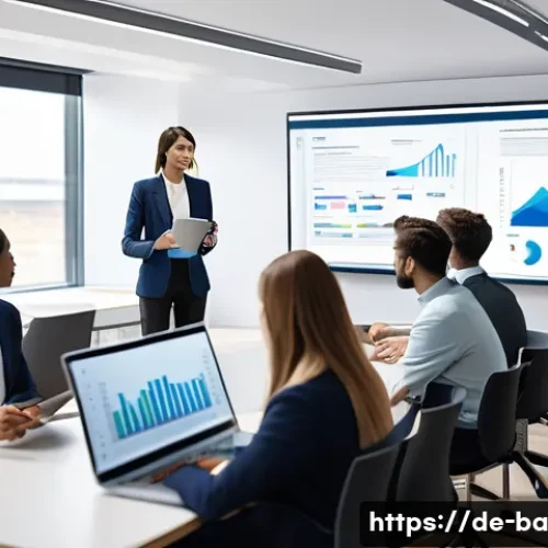 Home 32 모듈식 역량 개발과 전통적 접근 비교 - A modern corporate training environment showing diverse professionals engaged in modular e-learning ...