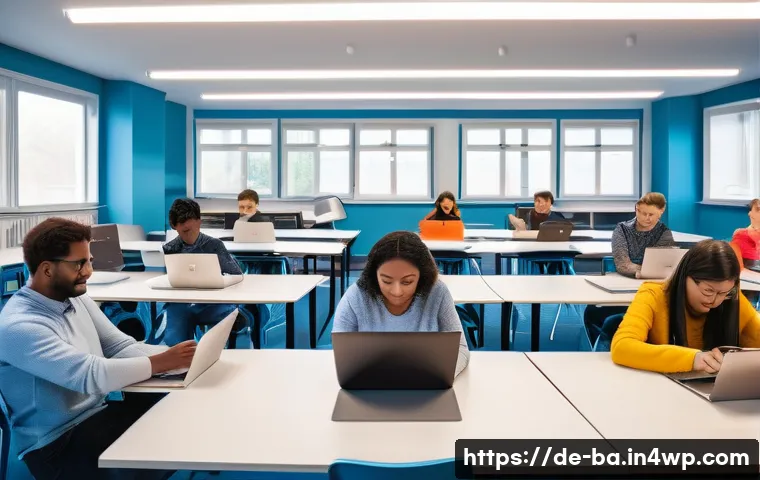 모듈식 접근법의 효과적인 커리큘럼 - A modern, bright classroom scene showing diverse adult learners engaged in a modular learning enviro...